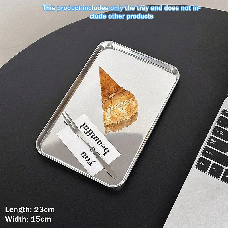Minimalist Stainless Steel Serving Tray for Snacks, Drinks & Display