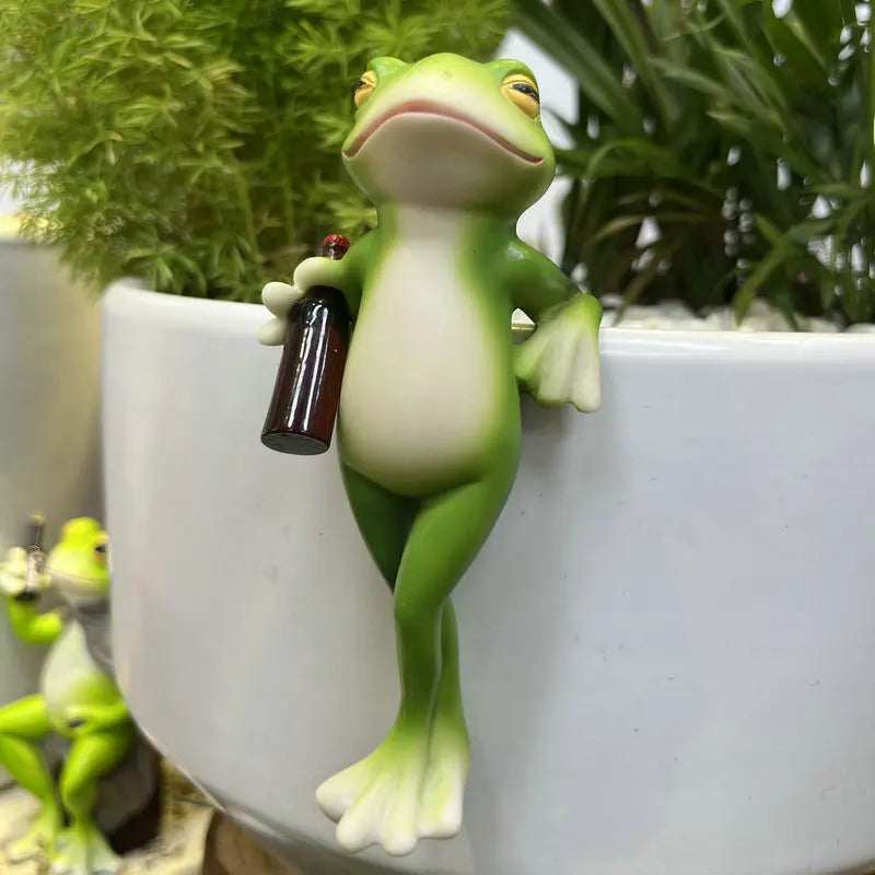 Chalet Frog Resin Planter Decor Figurines