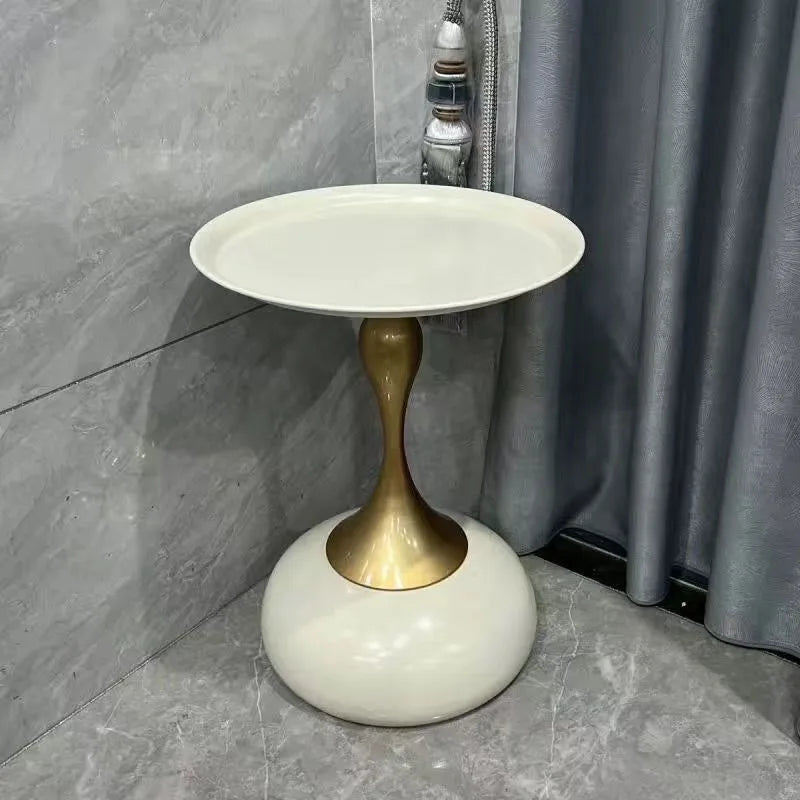 Modern Metal Round Side Table for Living Room, Bedroom, or Balcony