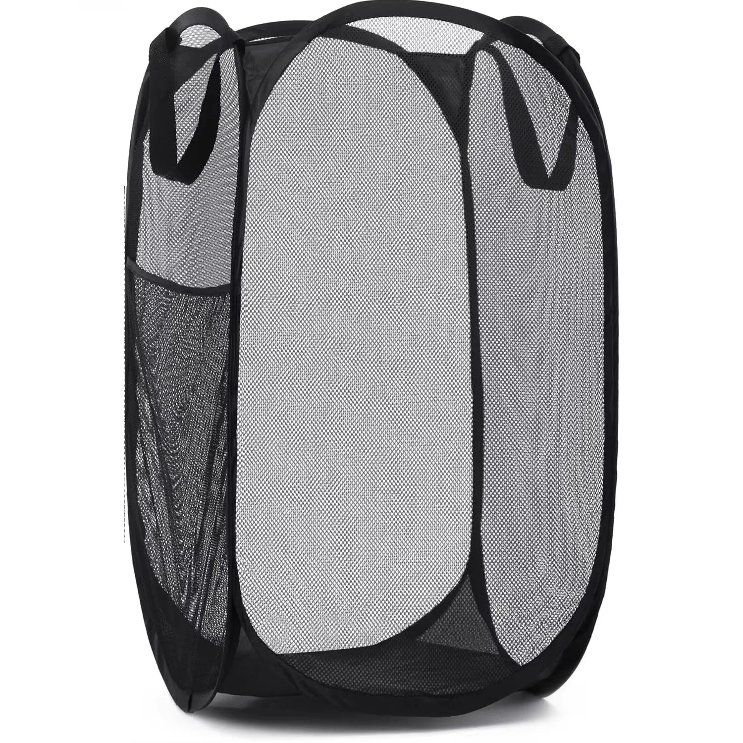 Collapsible Mesh Pop-Up Laundry Hamper with Side Pocket