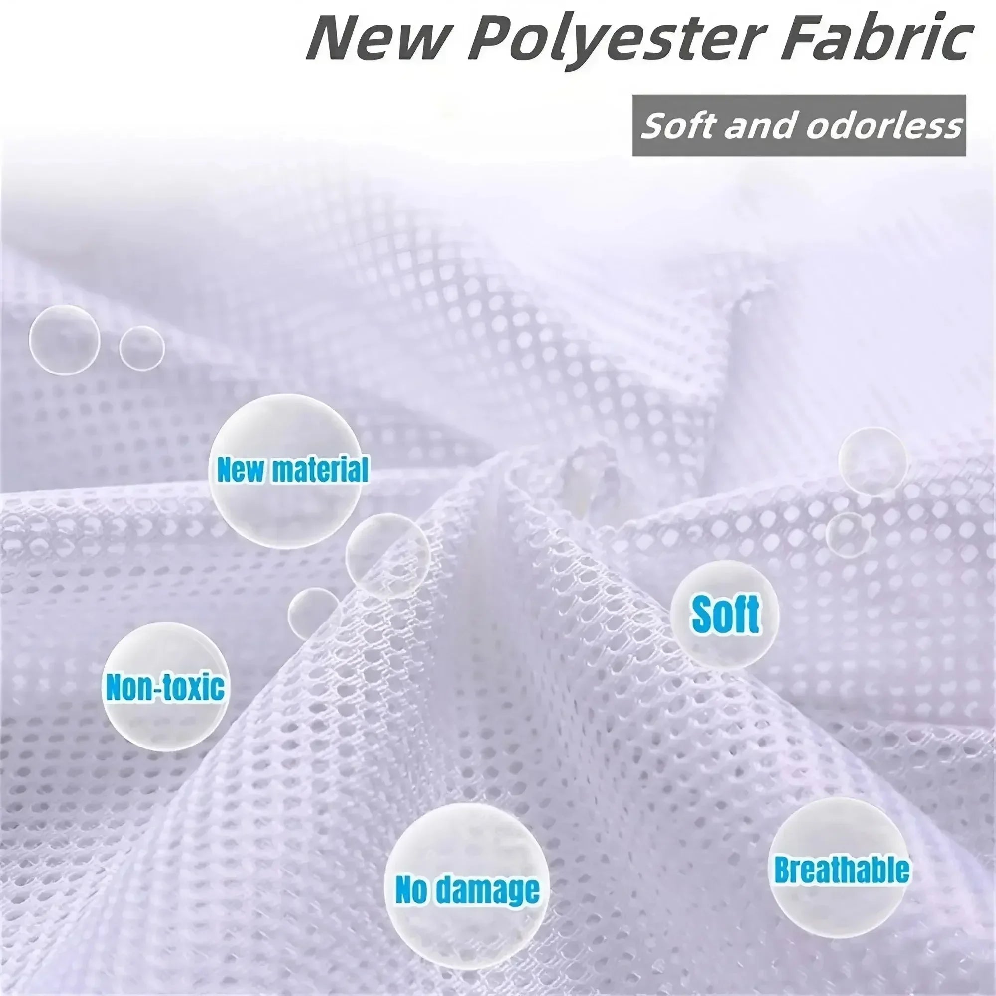 Close-up of white mesh laundry bag showing soft, textured polyester fabric