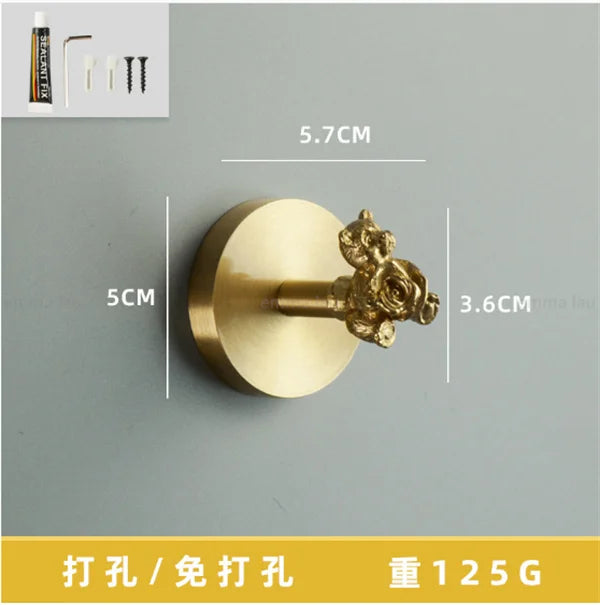 Eden Brass Animal Wall Hook – Sculpted Decorative Hook for Entryway or Bathroom