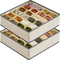24-Grid Foldable Sock & Underwear Drawer Organizer Bin – Non-Woven Fabric, Stackable, in Gray or Beige