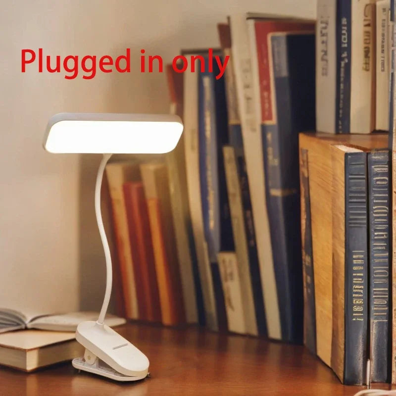 Clip-On LED Desk Lamp with Flexible Arm – Dimmable Touch Control, USB Rechargeable or Plug-In for Bedrooms, Home Offices & Reading