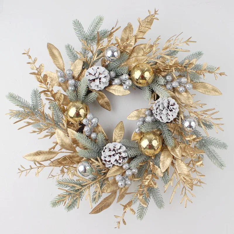 Golden Pinecone Christmas Wreath & Garland Collection