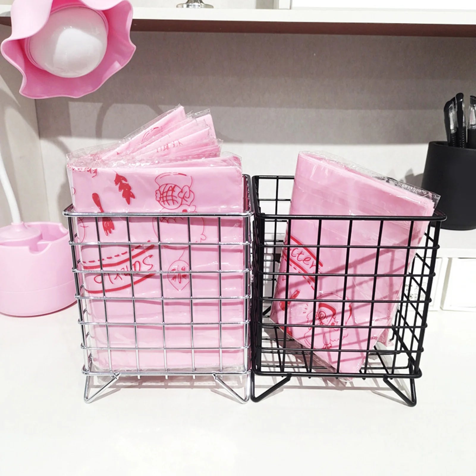 Metal Desktop Storage Basket Organizer