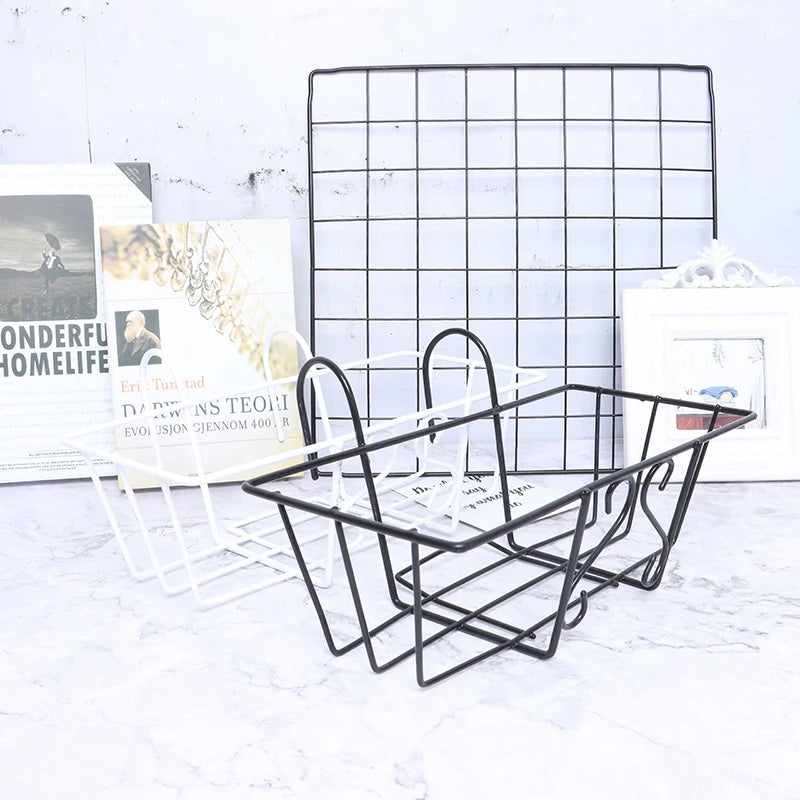 Hanging Metal Wire Basket with Hooks for Balcony or Wall Grid