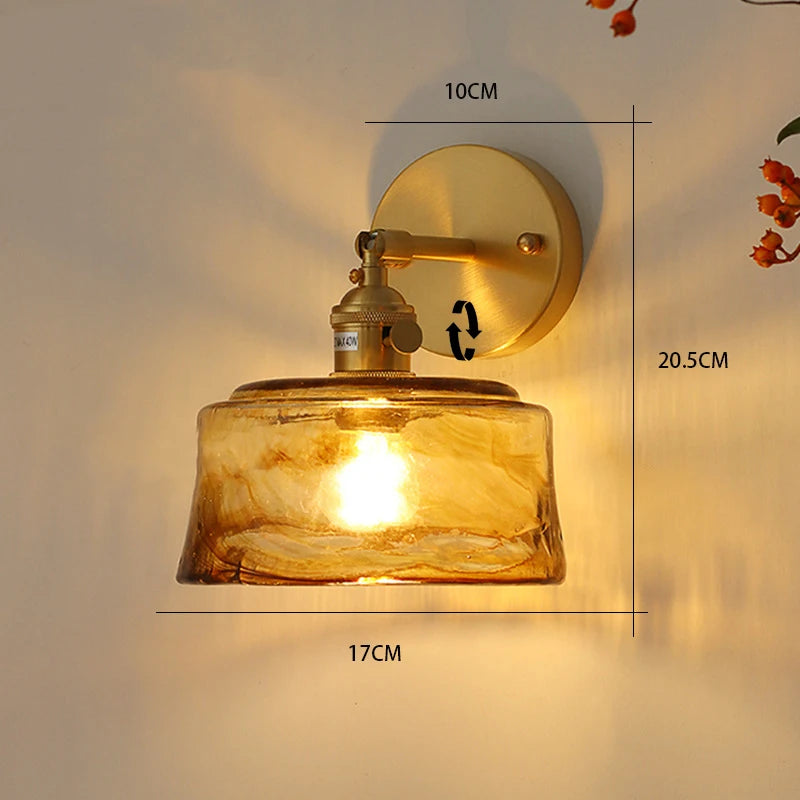 Arden Amber Stained Glass Wall Lamp for Bedroom, Living Room & Cozy Corners
