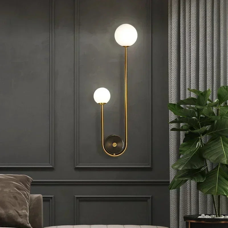 Soren Globe Glass Wall Sconce – Gold Modern Bedroom & Living Room Light