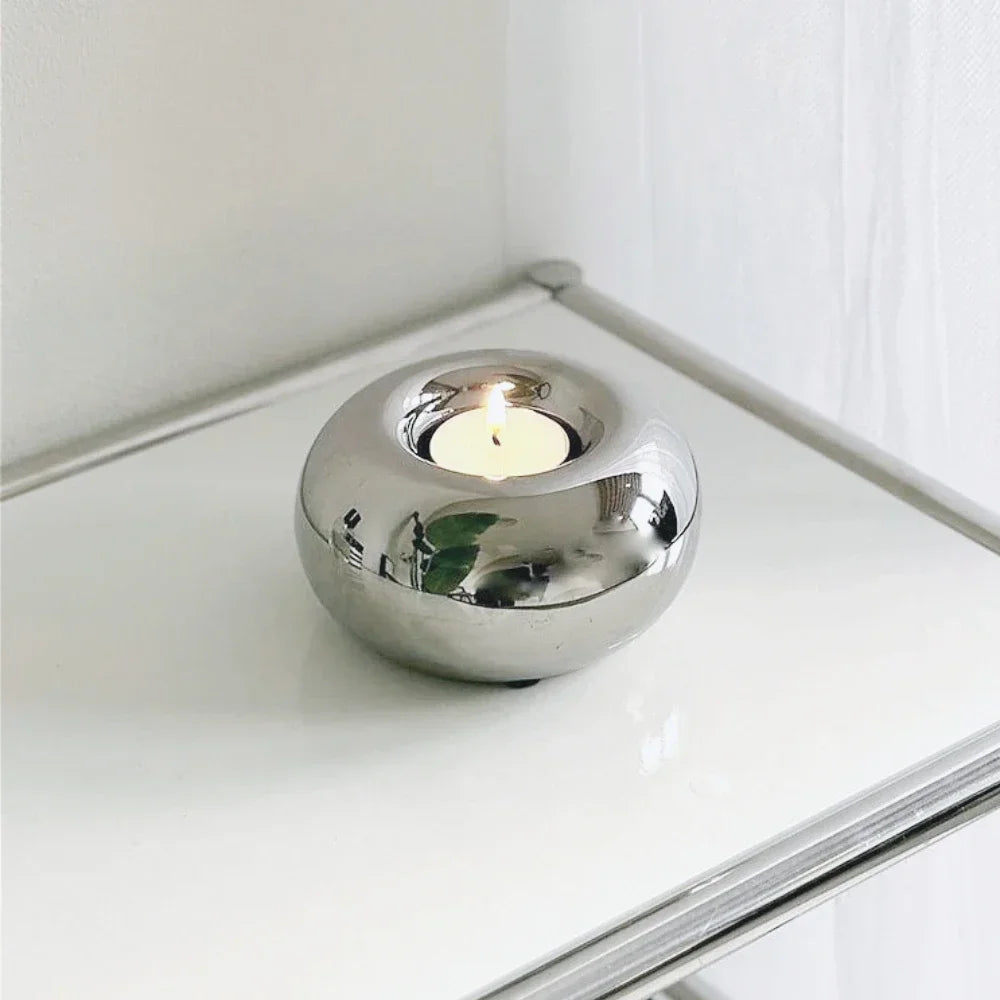 Caden Silvery Ceramic Tealight Holder