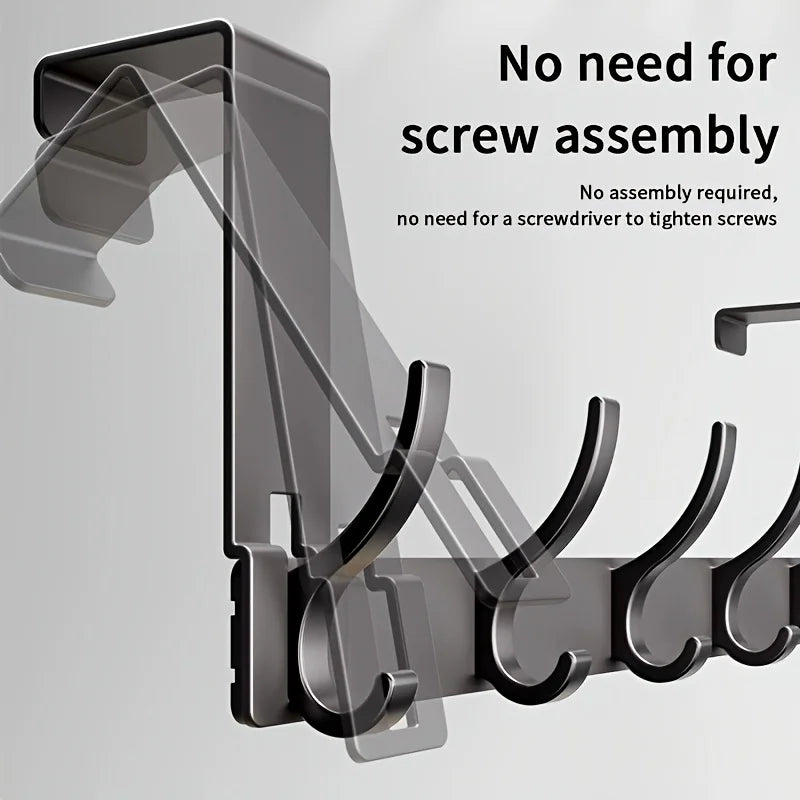 Metal Over-the-Door Hook Rack for Coats, Bags & Towels