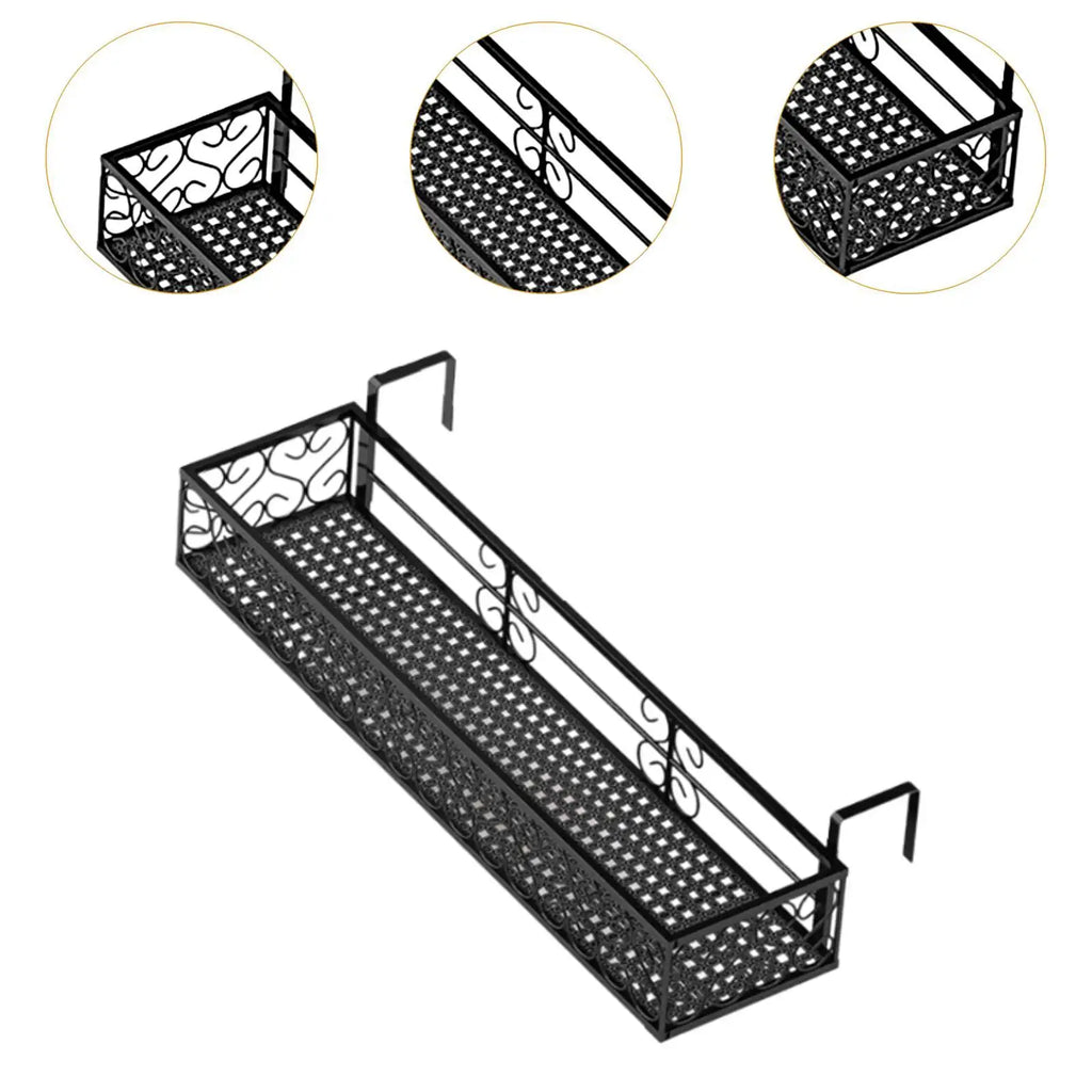 Iron Hanging Railing Planter Shelf for Balcony & Patio