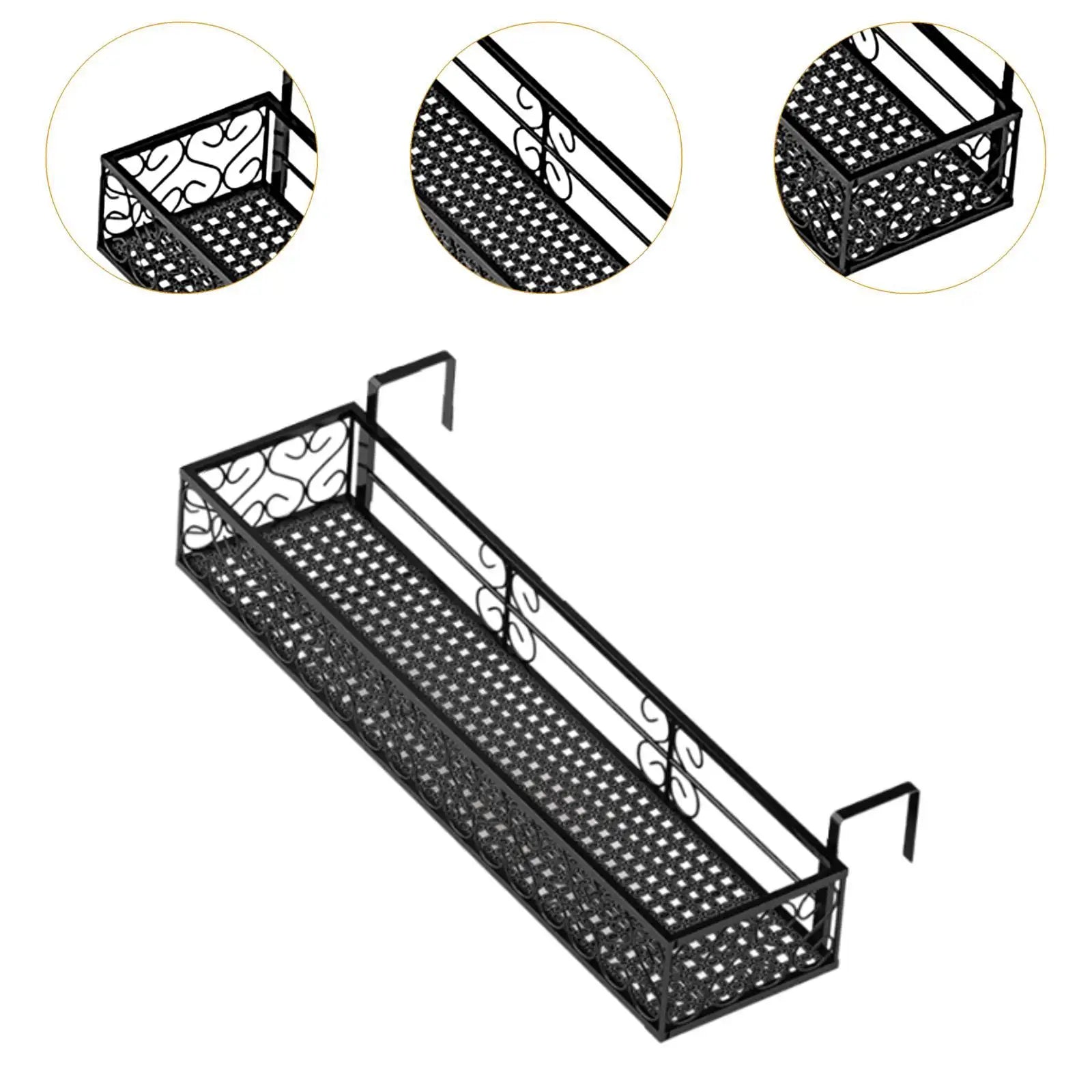 Iron Hanging Railing Planter Shelf for Balcony & Patio