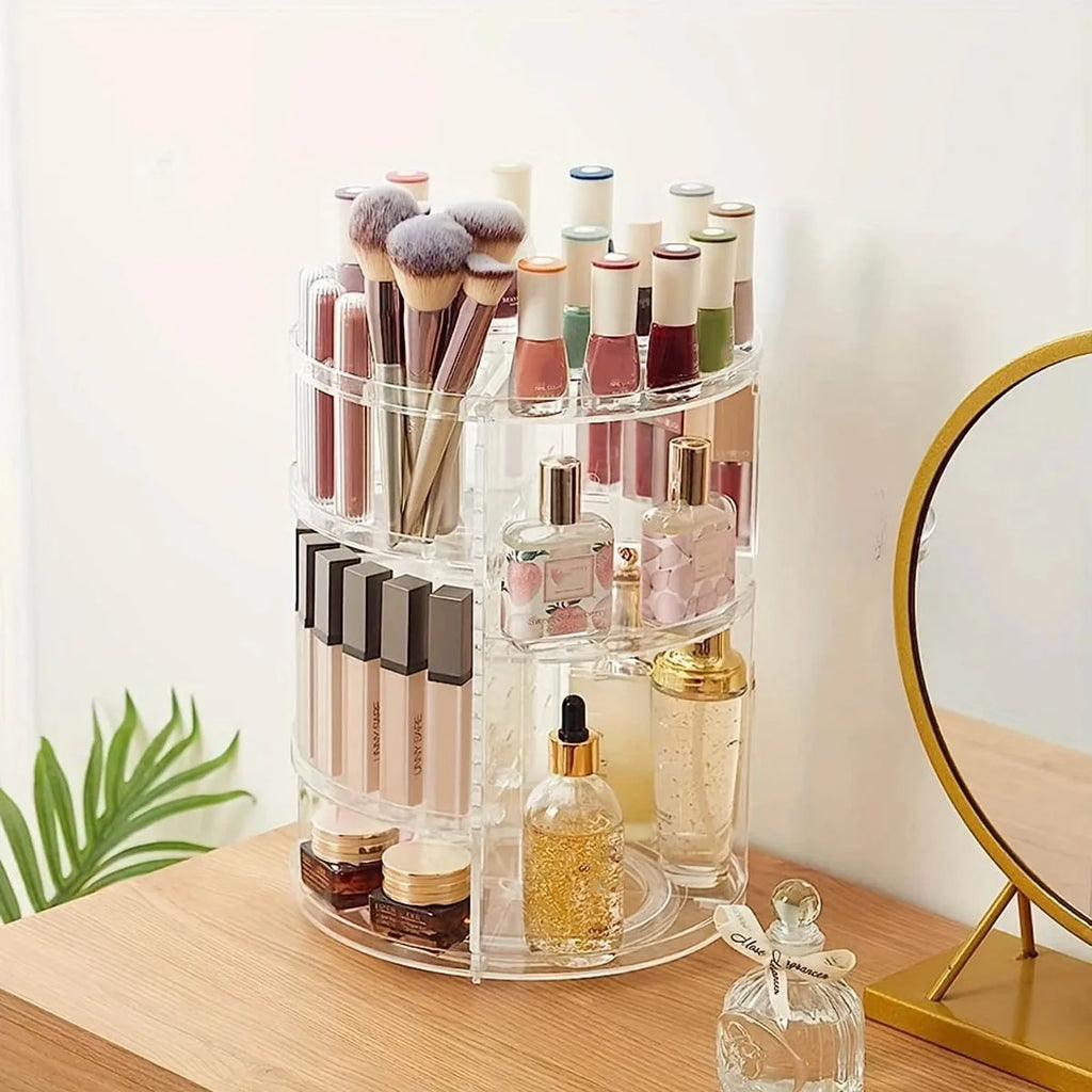 360° Rotating Vanity Organizer for Makeup & Bathroom Countertop