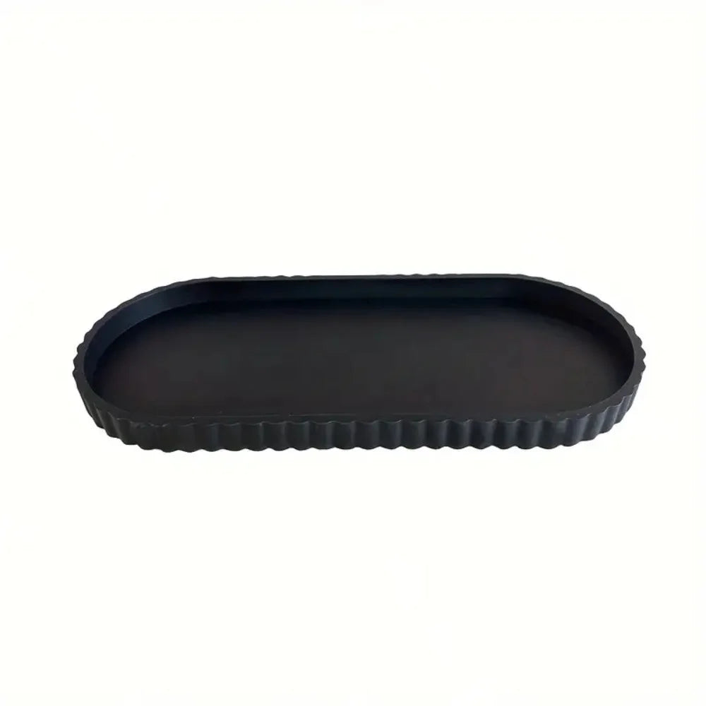 Ridged Oval Silicone Vanity Tray for Bathroom or Dresser