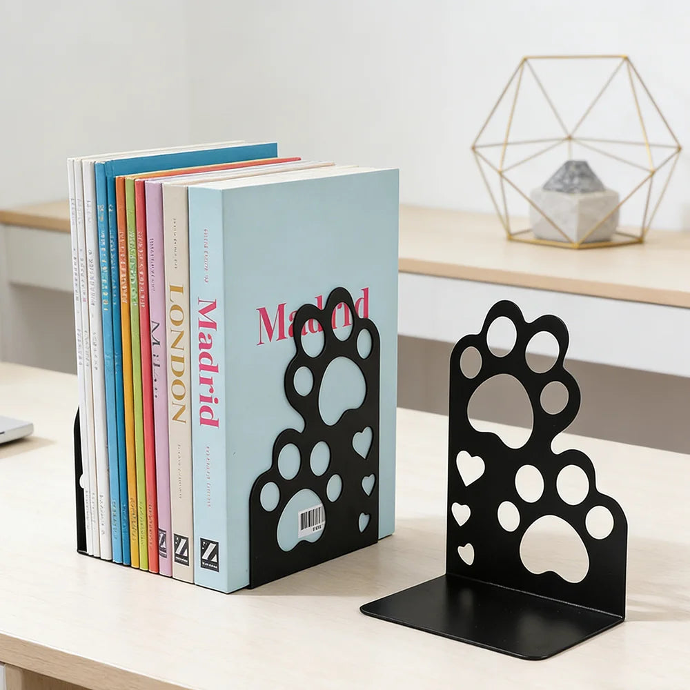 Orla Metal Bookends – Decorative Matte Black Shelf Stoppers