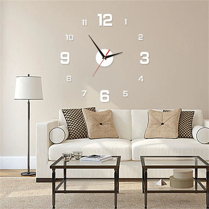 Frameless 3D Modern Wall Clock Sticker, 40cm – Acrylic, Customizable Layout