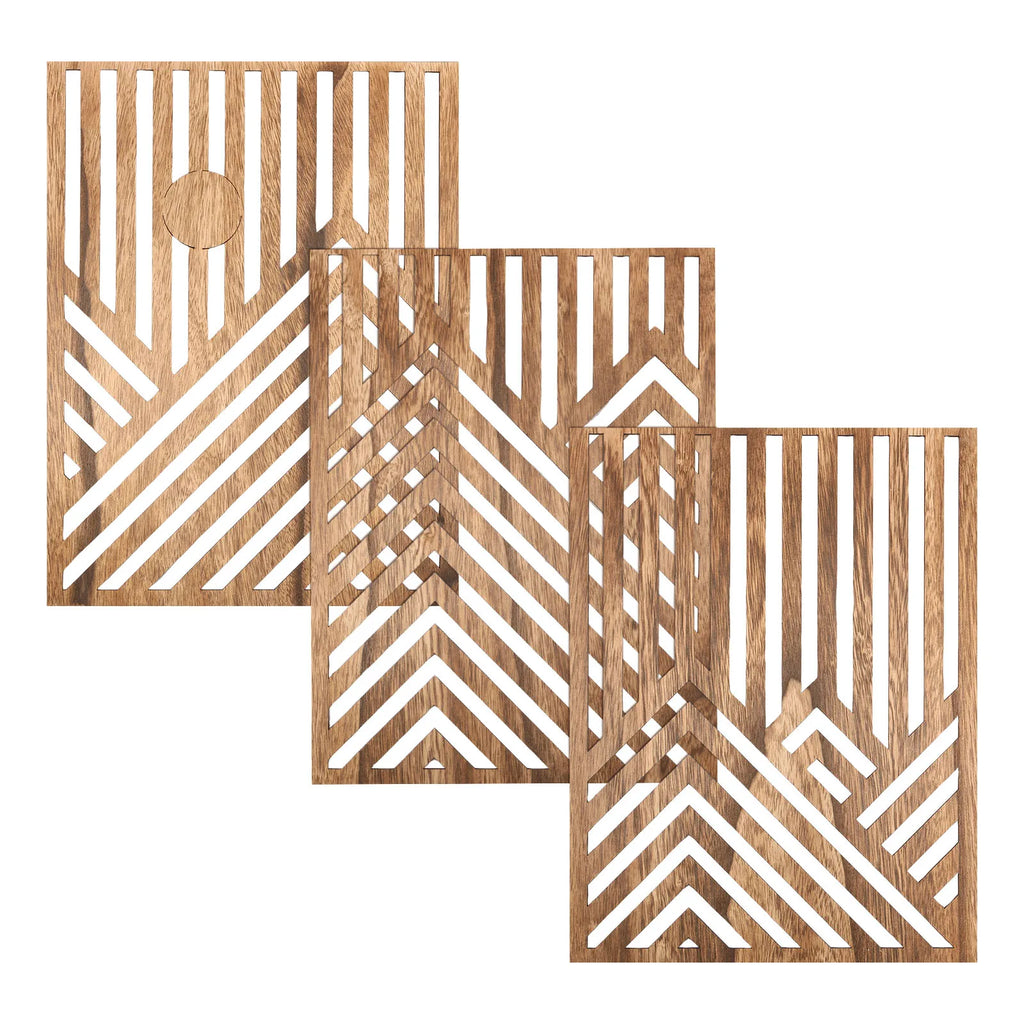 Arden Set of 3 Geometric Wood Wall Art Panels