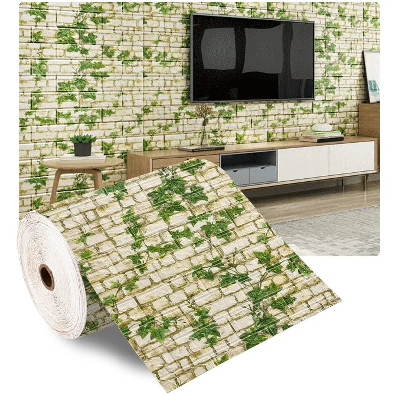 3D Foam Brick Wall Panels – Peel-and-Stick Accent Wallpaper for Living Room, Bedroom, or TV Area
