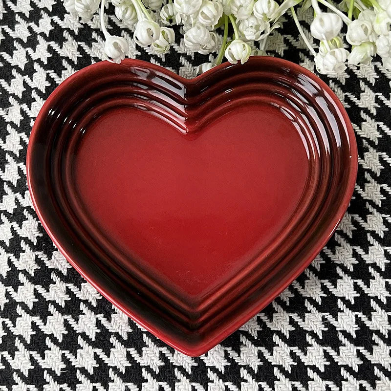 12cm Heart-Shaped Ceramic Dip & Snack Dish for Cozy Kitchen and Tabletop Decor