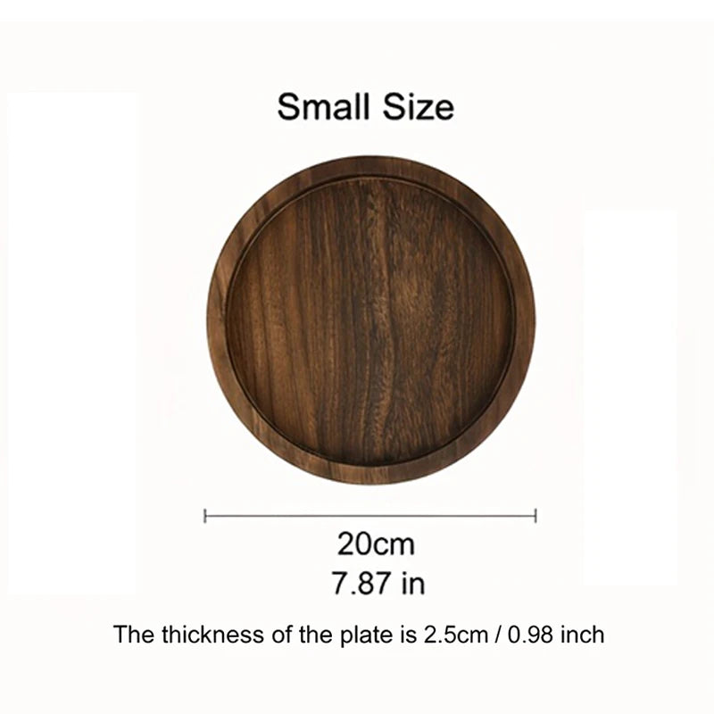 Solid Wood Round Decorative Tray for Coffee Tables and Centerpieces