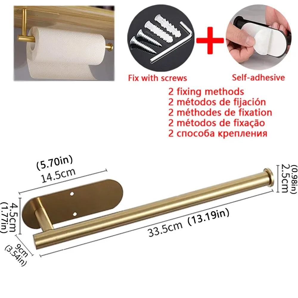 Stainless Steel Wall-Mounted Paper Towel Holder for Kitchen & Bath