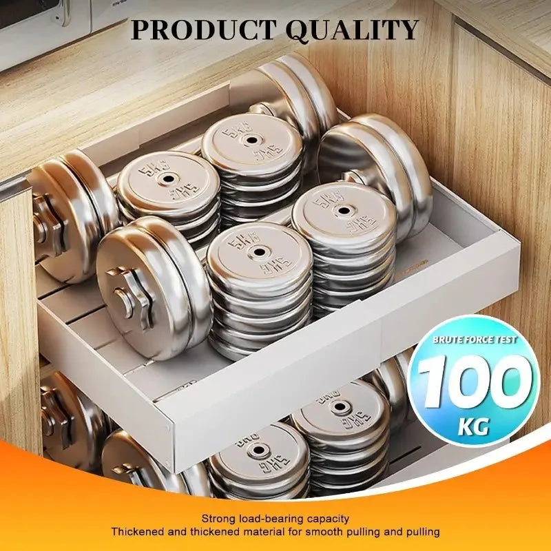Expandable Pull-Out Cabinet Organizer Rack for Kitchen and Pantry Storage