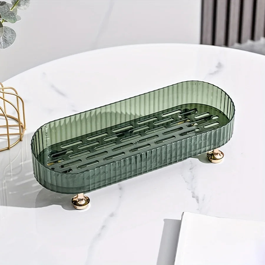 Acrylic Vanity Tray with Gold Feet for Bathroom and Dresser Organization