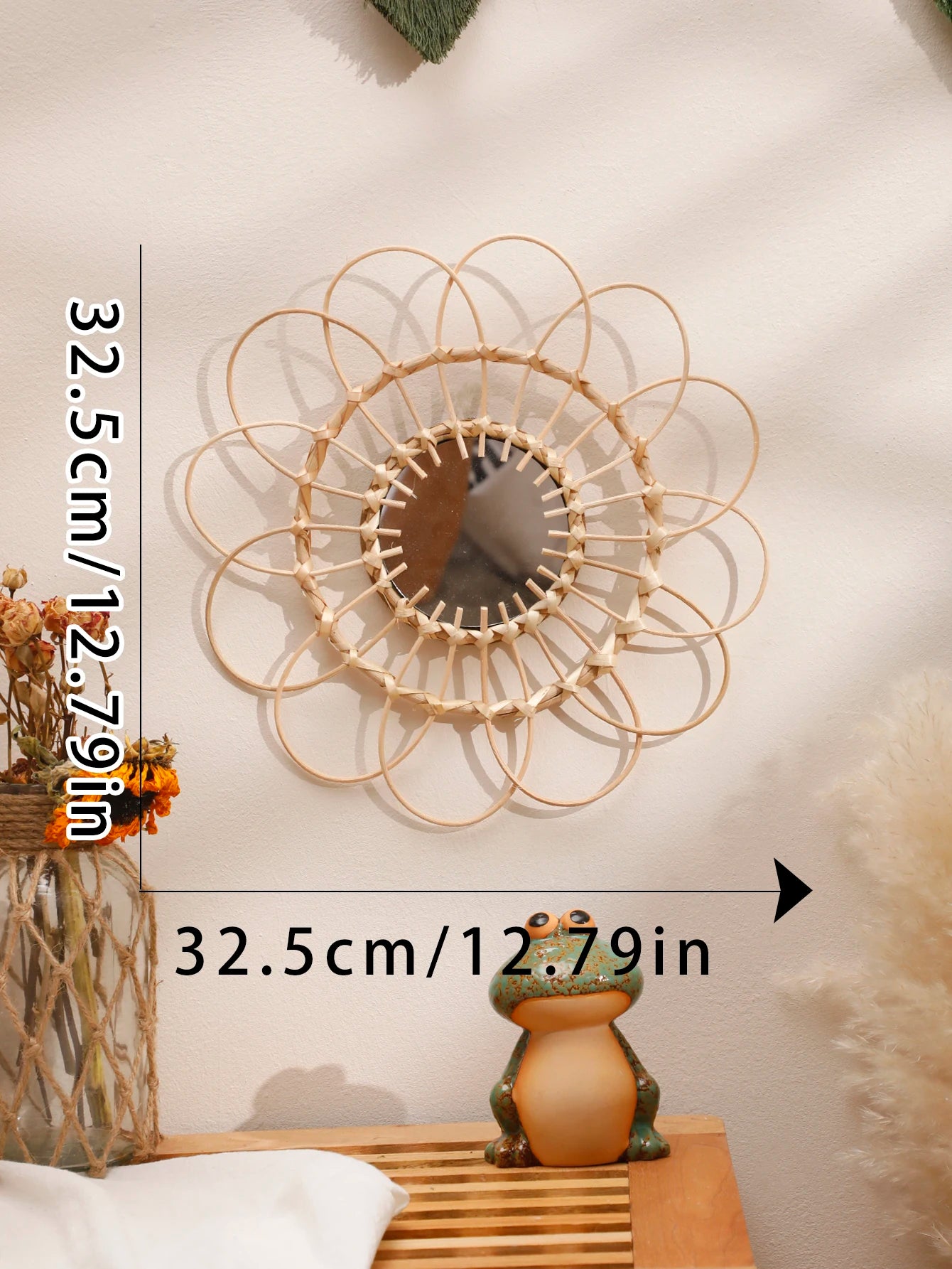 Arden Woven Rattan Wall Mirror – Sunflower Design
