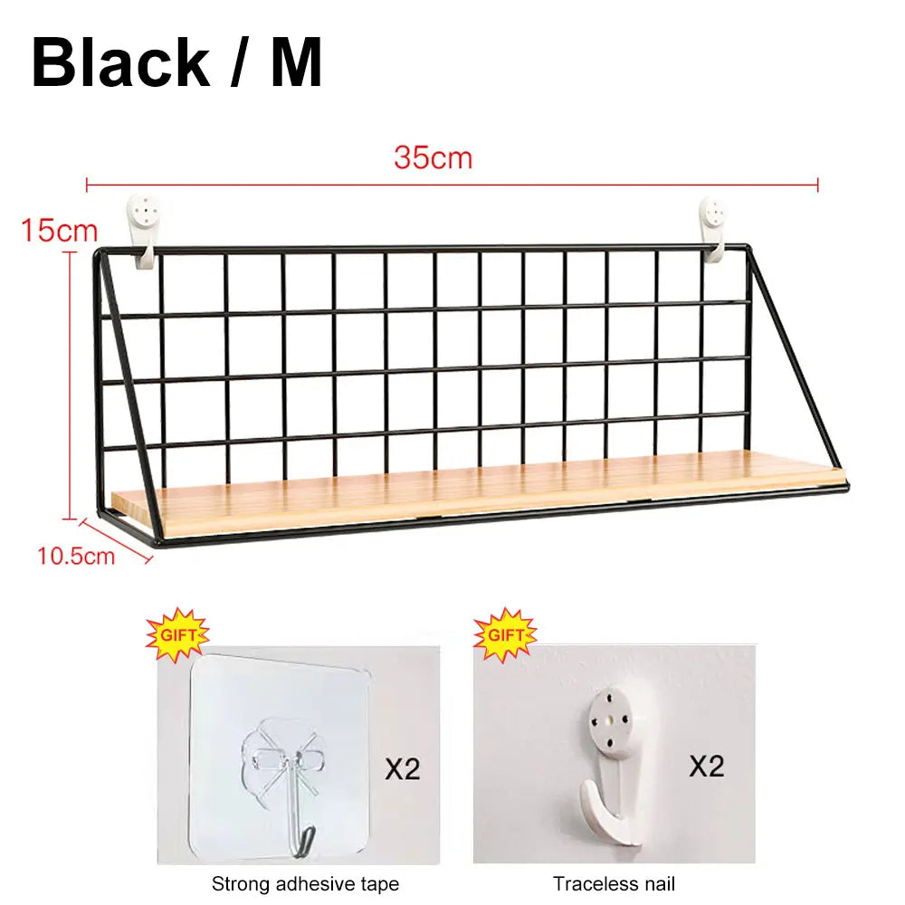 Metal and Wood Wall-Mounted Spice Rack Shelf for Kitchen & More
