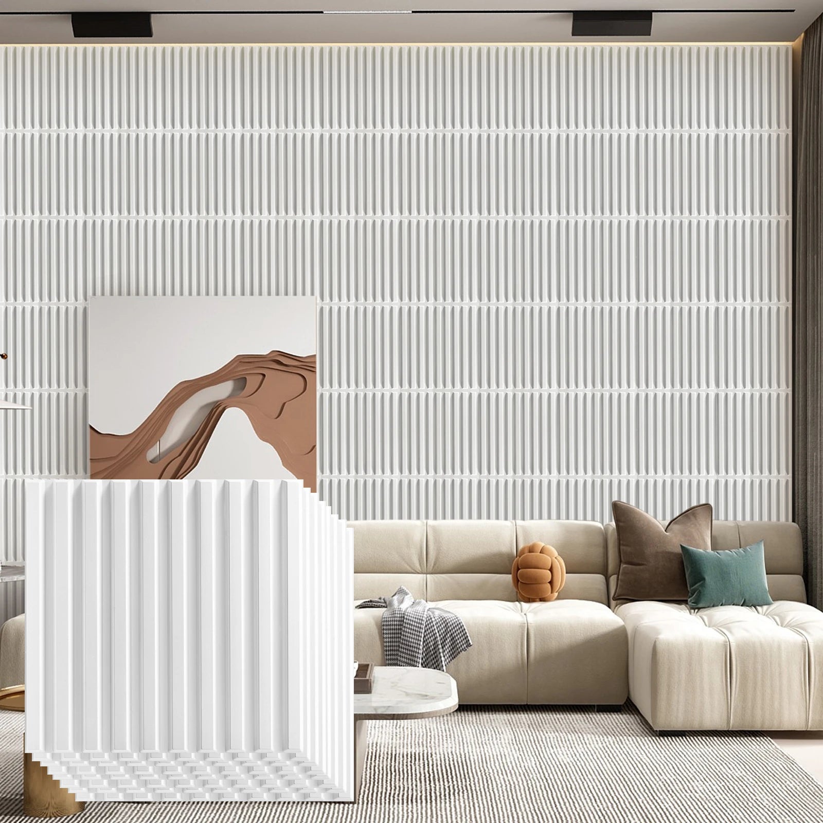Marlow 3D Textured Wall Panels, Set of 30 – Modern PVC Decorative Panels
