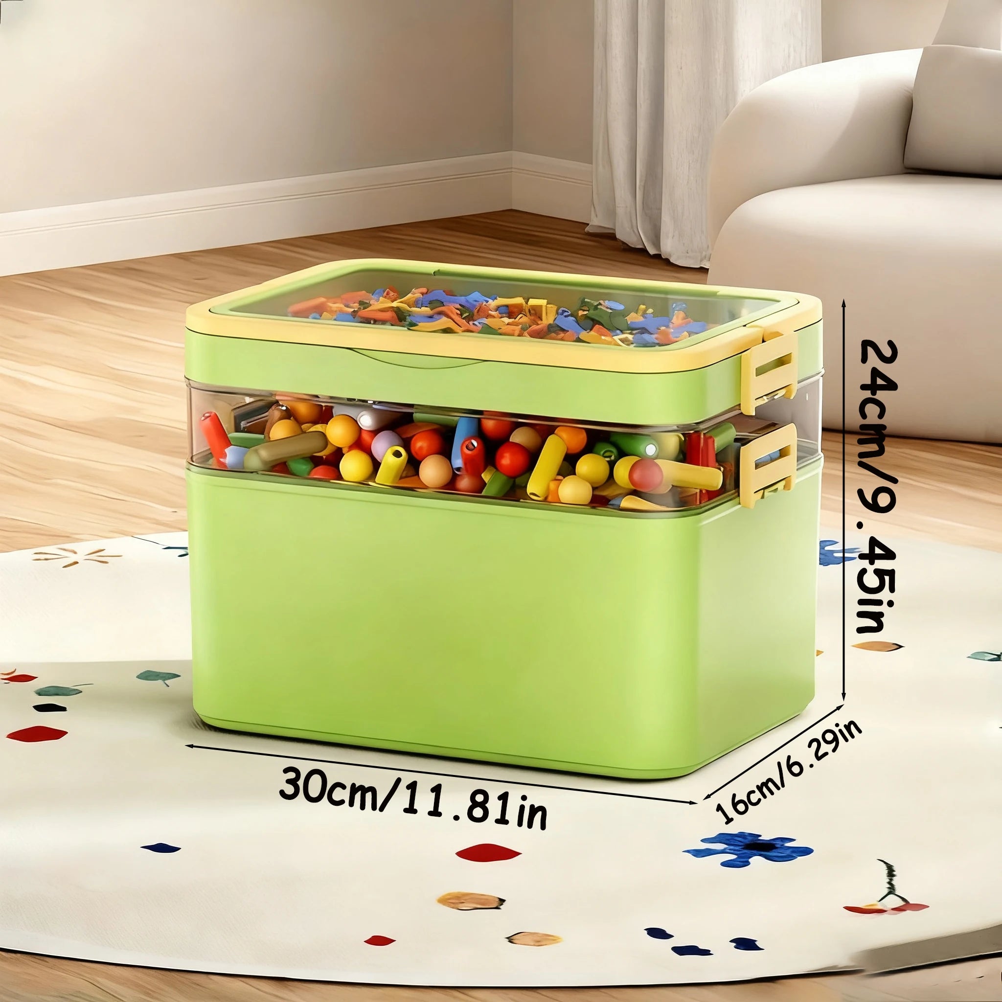 Stackable Multi-Layer Storage Box with Handle for Toys & Home Organization