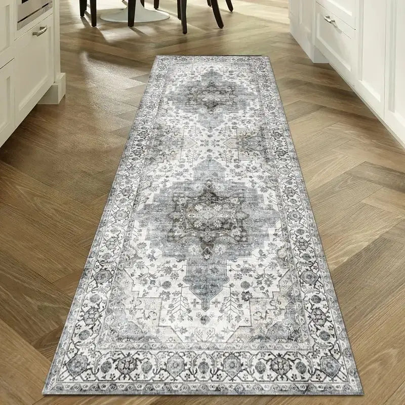 Alden Vintage-Inspired Washable Runner Rug with Non-Slip Back for Hallway, Kitchen, or Entryway