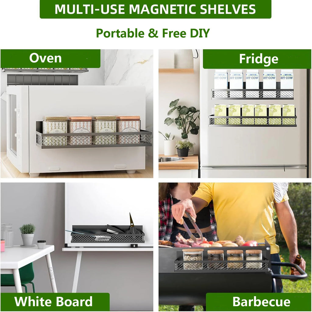 Magnetic Metal Spice Rack Set for Fridge or Oven – Kitchen Organization
