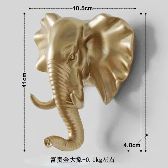 Wildlife Gold Animal Head Wall Hooks – Decorative Single Coat & Entryway Hangers