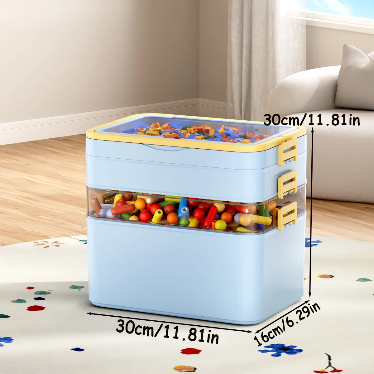Stackable Multi-Layer Storage Box with Handle for Toys & Home Organization