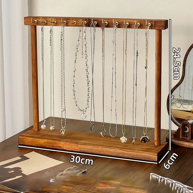 Solid Wood Necklace and Jewelry Organizer Stand