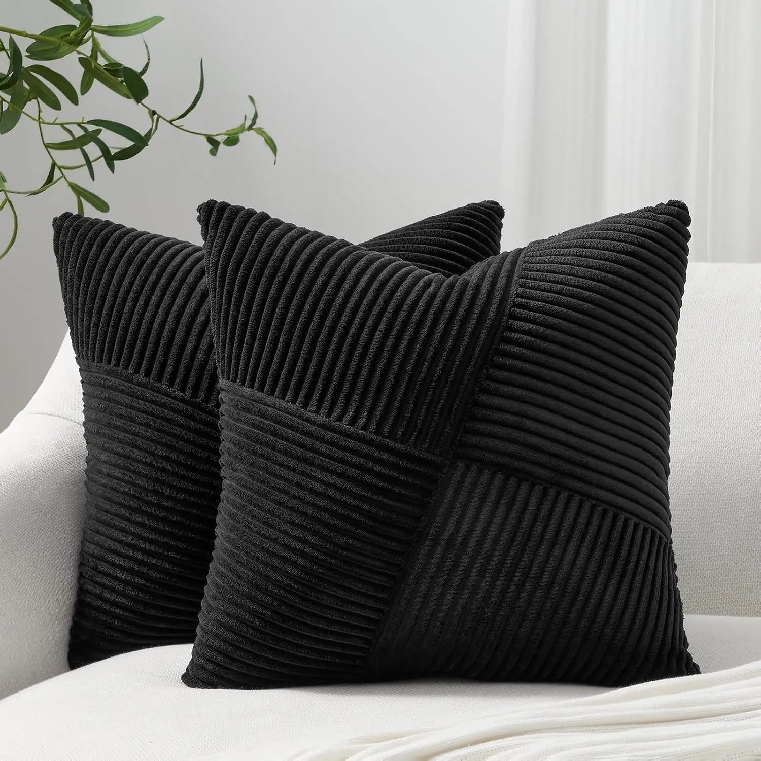 Marlow Corduroy Textured Throw Pillow Cover, 45x45cm