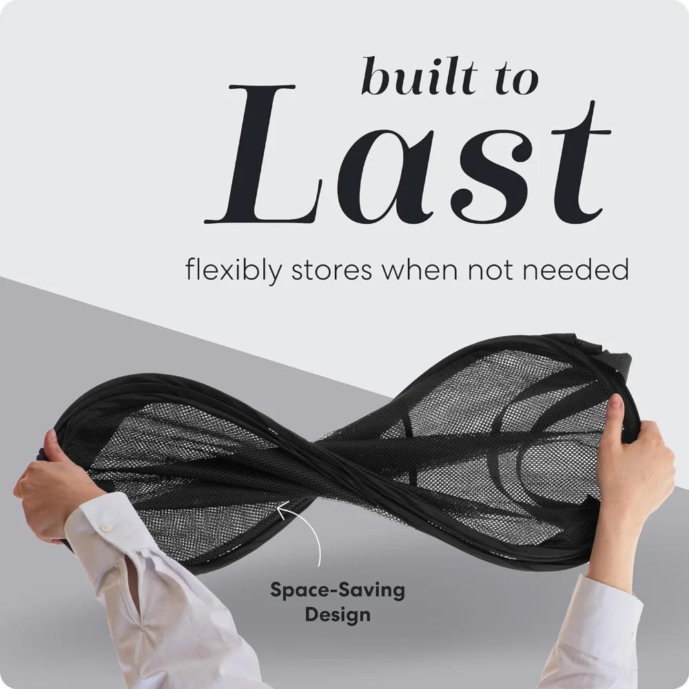 Collapsible mesh laundry hamper twisted flat for compact storage