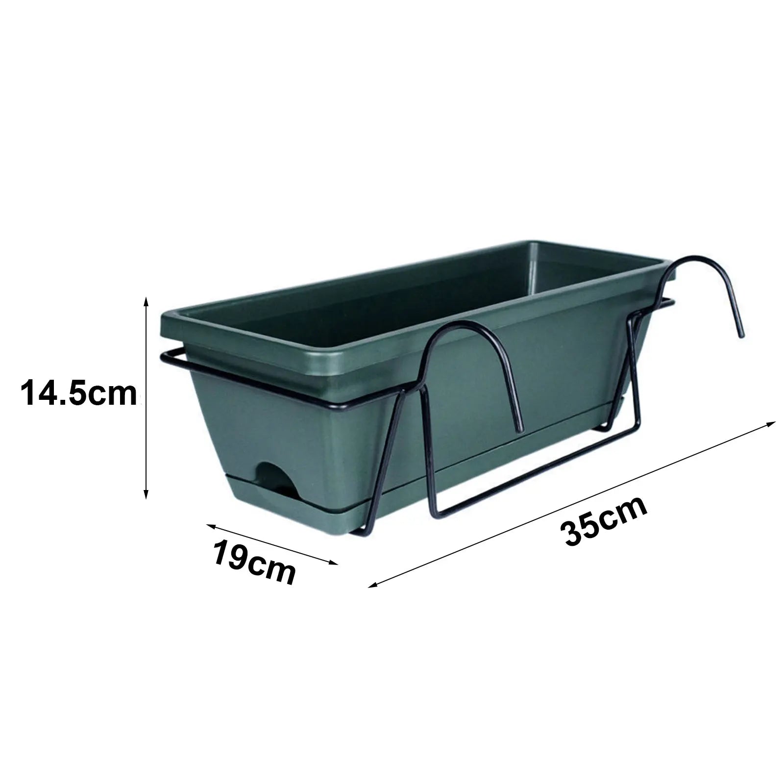 Balcony Railing Planter Box with Drainage Tray and Hanging Rack