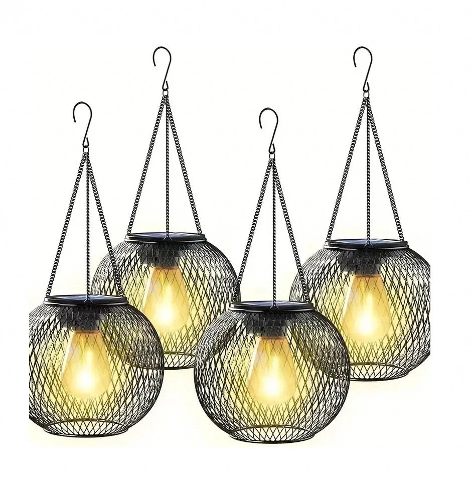 Mesh Solar Lantern for Outdoor Spaces with Hanging Chain