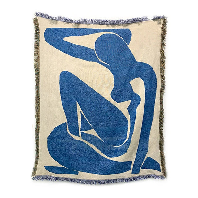 Mizuki Abstract Woven Throw Blanket with Tassels