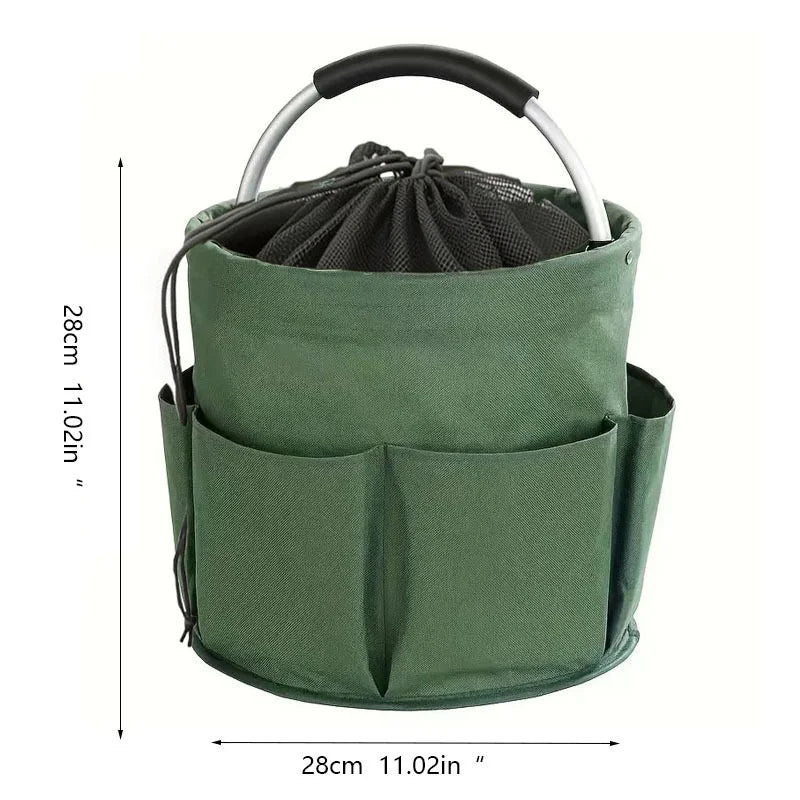 17L Foldable Cleaning Caddy with Handle & Exterior Pockets for Home, Laundry, Car, or Tools