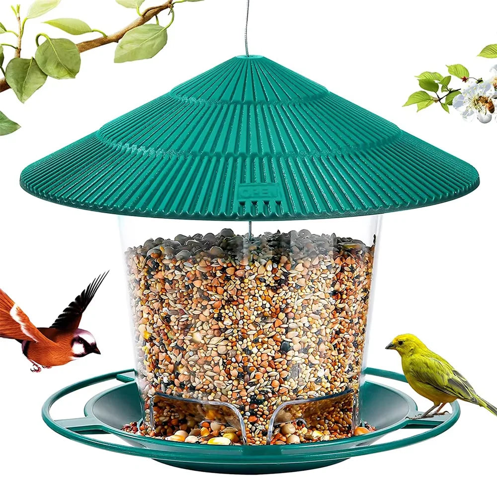 Hanging Bird Feeder with Waterproof Roof for Garden or Balcony