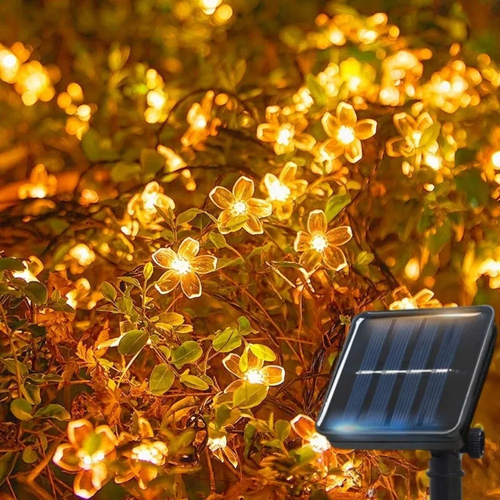 Cherry Blossom Solar String Lights for Garden or Patio Decor