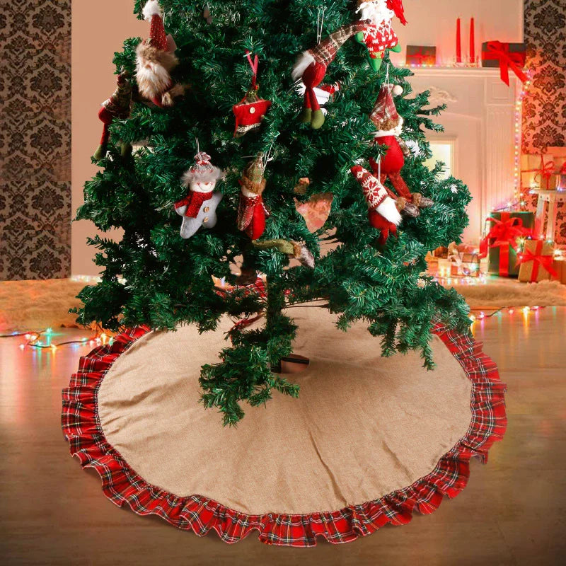 Harbor Ruffle-Edge Burlap Christmas Tree Skirt