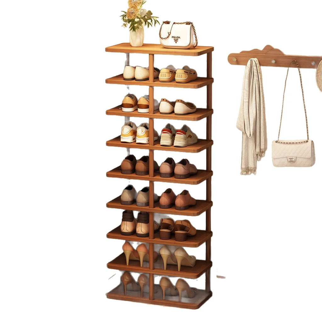 Bamboo Narrow Shoe Rack for Entryway or Small Space