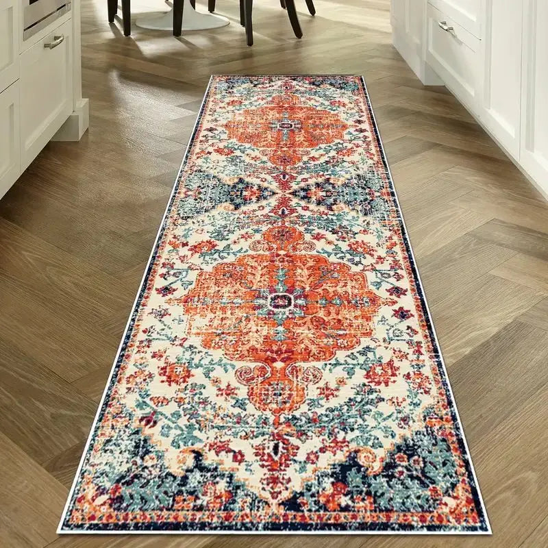 Alden Vintage-Inspired Washable Runner Rug with Non-Slip Back for Hallway, Kitchen, or Entryway