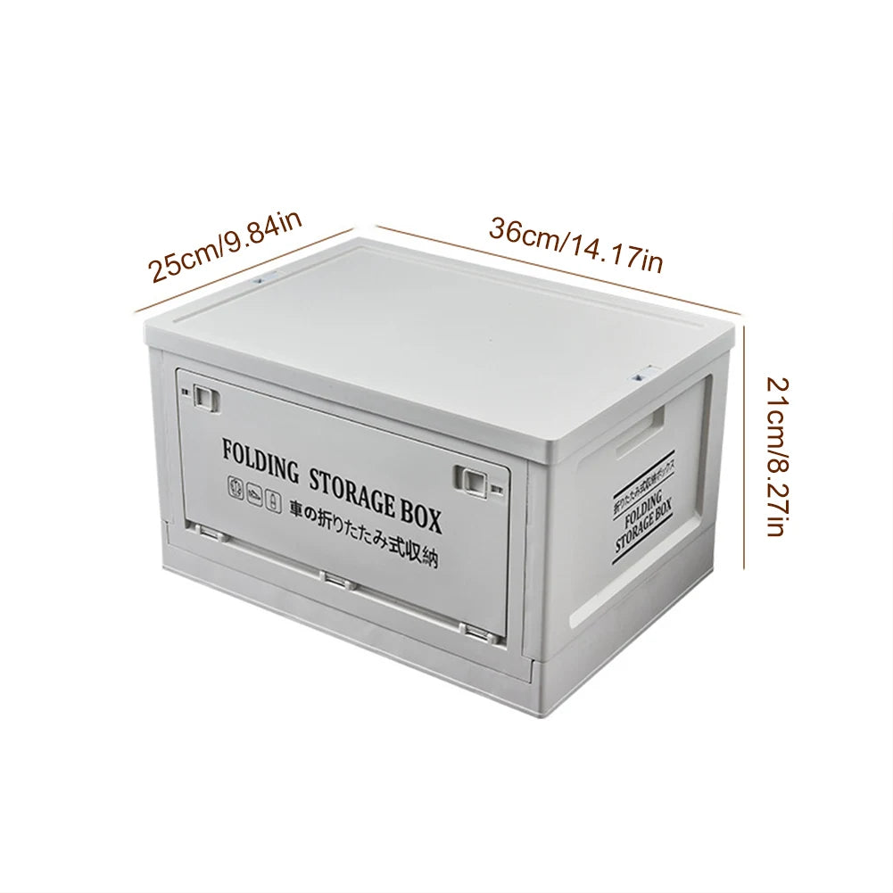 Collapsible Storage Bin with Side Open Doors & Wooden Lid – 20L/30L