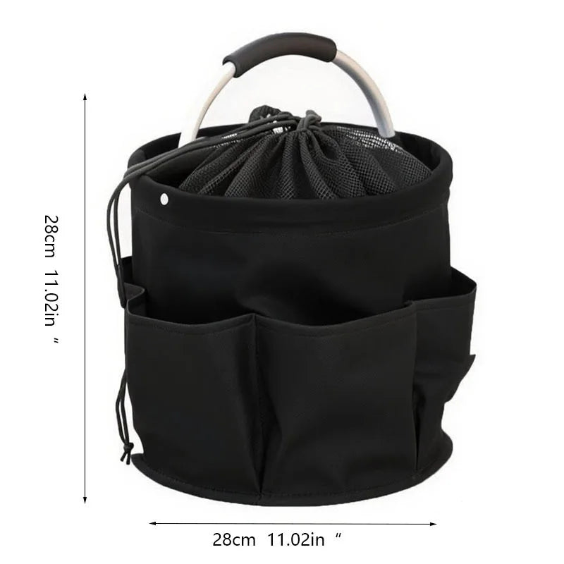17L Foldable Cleaning Caddy with Handle & Exterior Pockets for Home, Laundry, Car, or Tools